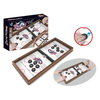 Gra zręcznościowa Hoket dla dzieci 3+ i dorosłych + Drewniana podstawa + Strzelanie krążkami